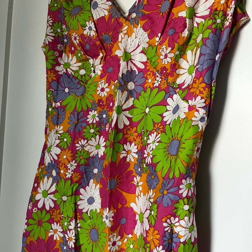 Peppermayo Pink Floral Mini Dress with Green and Purple Accents - Picture 6 of 9